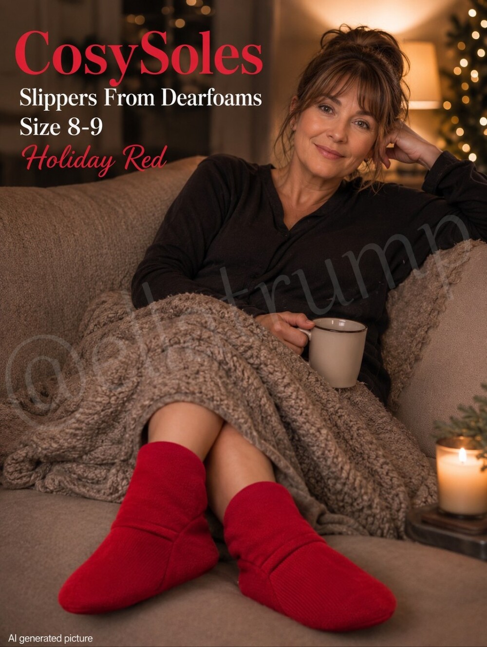CosySoles Slippers From Dearfoams Size 8-9 Holiday Red